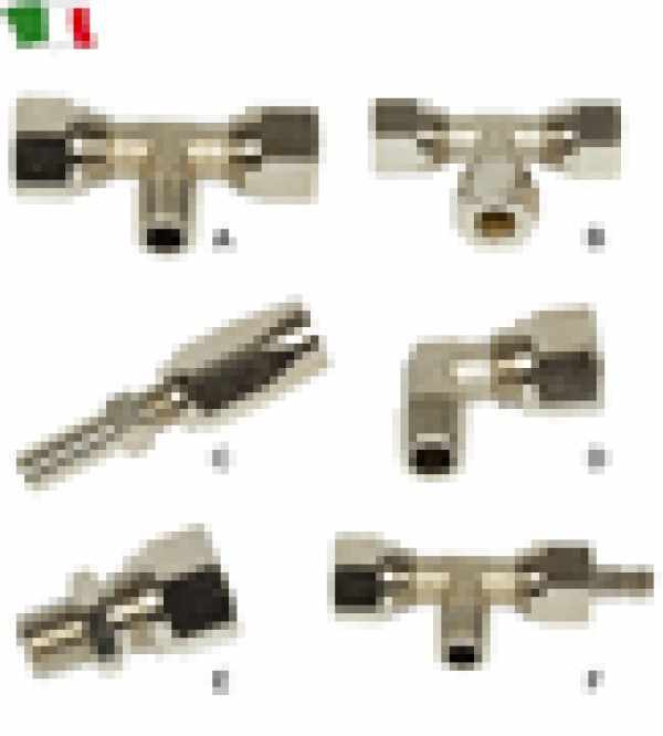 KIT RACCORDI A T DA 1/4" PER TUBO IN RAME